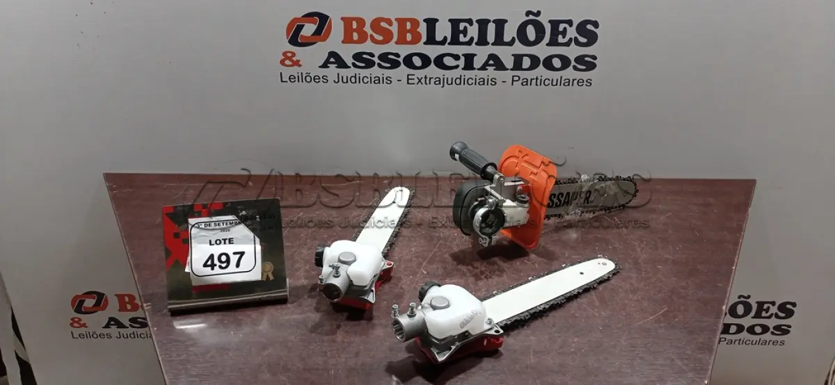 LOTE 497 - 03 KITS MOTOSSERRA ADAPTADOR PARA ESMERILHADEIRA MARCA TSSAPER. (NO ESTADO) ATENÇÃO! FAZER A VISITAÇÃO ANTES DE ARREMATAR, NÃO SABEMOS SE FUNCIONA, LEILÃO NÃO TEM GARANTIA E NEM DEVOLUÇÃO, SUJEITO A POSSÍVEIS AVARIAS VISÍVEIS/OCULTAS E/OU AUSÊNCIA DE COMPONENTES.