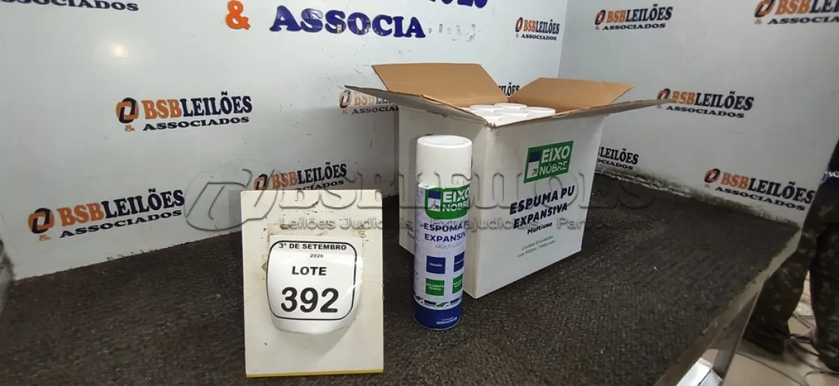 LOTE 392 - 12 UNIDADES DE ESPUMA PU EXPANSIVA DE 500ML CADA MARCA EIXO NOBRE. (NO ESTADO) ATENÇÃO! FAZER A VISITAÇÃO ANTES DE ARREMATAR, NÃO SABEMOS SE FUNCIONA, LEILÃO NÃO TEM GARANTIA E NEM DEVOLUÇÃO, SUJEITO A POSSÍVEIS AVARIAS VISÍVEIS/OCULTAS E/OU AUSÊNCIA DE COMPONENTES.