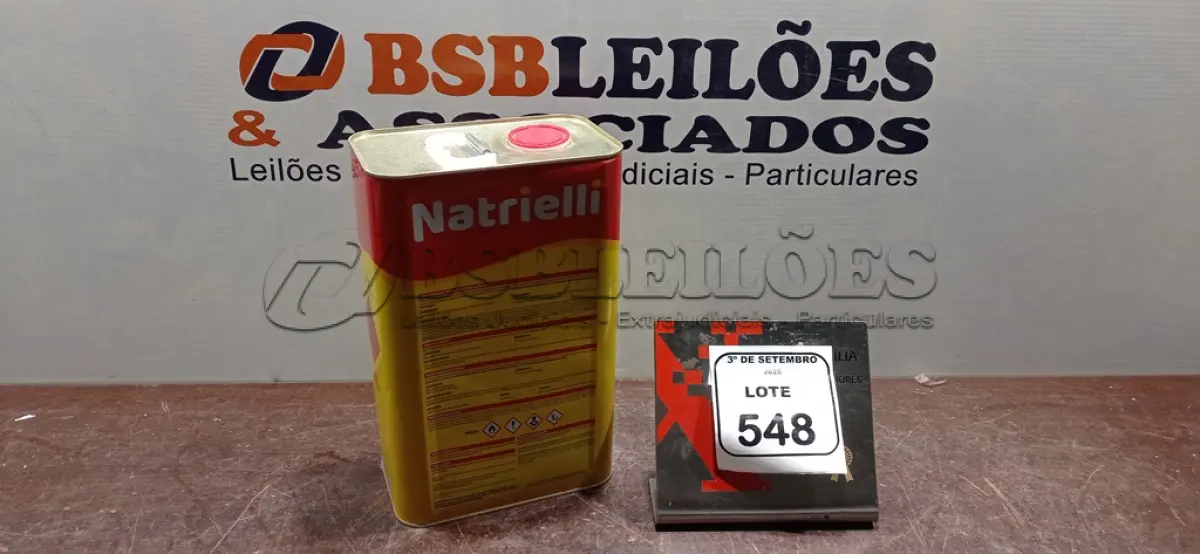 LOTE 548 - 01 LATA DE ÓLEO DE LINHAÇA DE 5L MARCA NATRIELLI. (NO ESTADO) ATENÇÃO! FAZER A VISITAÇÃO ANTES DE ARREMATAR, NÃO SABEMOS SE FUNCIONA, LEILÃO NÃO TEM GARANTIA E NEM DEVOLUÇÃO, SUJEITO A POSSÍVEIS AVARIAS VISÍVEIS/OCULTAS E/OU AUSÊNCIA DE COMPONENTES.