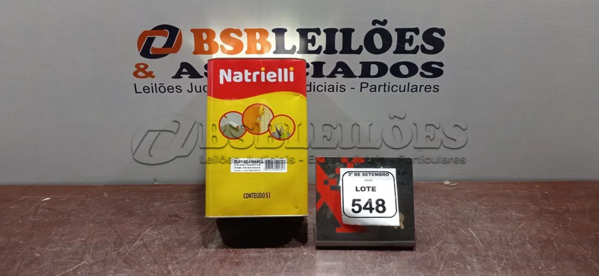 LOTE 548 - 01 LATA DE ÓLEO DE LINHAÇA DE 5L MARCA NATRIELLI. (NO ESTADO) ATENÇÃO! FAZER A VISITAÇÃO ANTES DE ARREMATAR, NÃO SABEMOS SE FUNCIONA, LEILÃO NÃO TEM GARANTIA E NEM DEVOLUÇÃO, SUJEITO A POSSÍVEIS AVARIAS VISÍVEIS/OCULTAS E/OU AUSÊNCIA DE COMPONENTES.