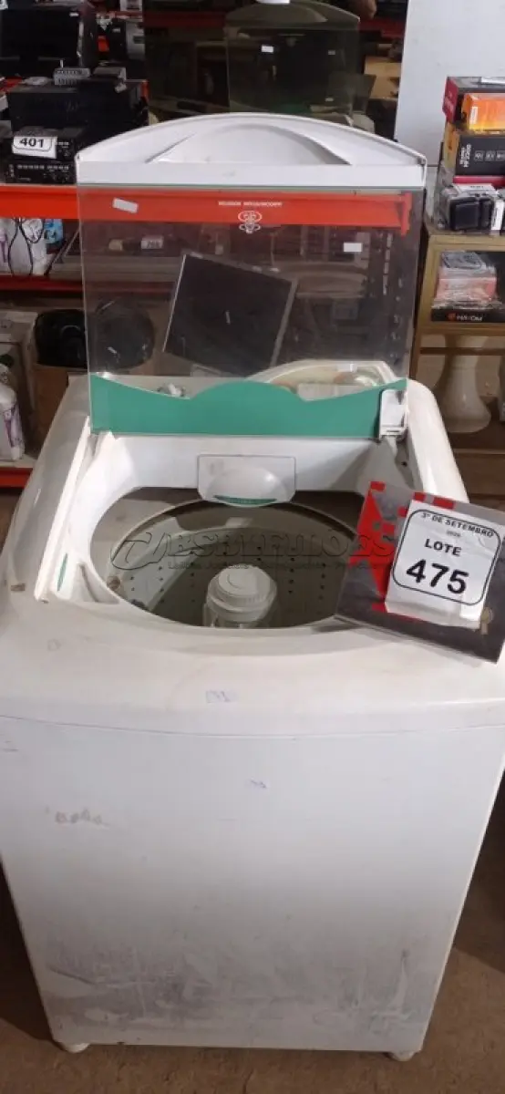 LOTE 475 - 01 MÁQUINA DE LAVAR 10KG 220V MARCA CONSUL. (NO ESTADO) ATENÇÃO! FAZER A VISITAÇÃO ANTES DE ARREMATAR, NÃO SABEMOS SE FUNCIONA, LEILÃO NÃO TEM GARANTIA E NEM DEVOLUÇÃO, SUJEITO A POSSÍVEIS AVARIAS VISÍVEIS/OCULTAS E/OU AUSÊNCIA DE COMPONENTES.