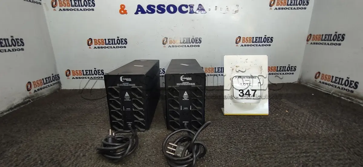LOTE 347 - 02 NOBREAKS MARCA COLETEK. (NO ESTADO) ATENÇÃO! FAZER A VISITAÇÃO ANTES DE ARREMATAR, NÃO SABEMOS SE FUNCIONA, LEILÃO NÃO TEM GARANTIA E NEM DEVOLUÇÃO, SUJEITO A POSSÍVEIS AVARIAS VISÍVEIS/OCULTAS E/OU AUSÊNCIA DE COMPONENTES.
