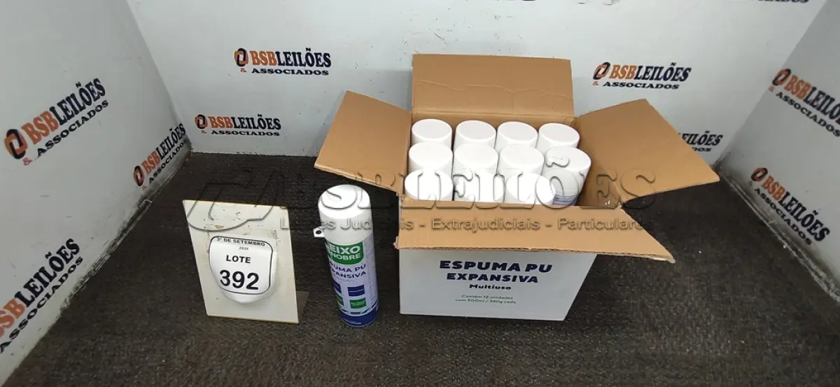 LOTE 392 - 12 UNIDADES DE ESPUMA PU EXPANSIVA DE 500ML CADA MARCA EIXO NOBRE. (NO ESTADO) ATENÇÃO! FAZER A VISITAÇÃO ANTES DE ARREMATAR, NÃO SABEMOS SE FUNCIONA, LEILÃO NÃO TEM GARANTIA E NEM DEVOLUÇÃO, SUJEITO A POSSÍVEIS AVARIAS VISÍVEIS/OCULTAS E/OU AUSÊNCIA DE COMPONENTES.