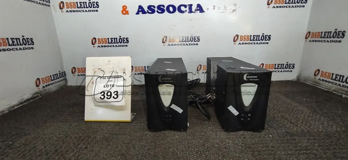 LOTE 393 - 02 NOBREAKS MARCA COLETEK. (NO ESTADO) ATENÇÃO! FAZER A VISITAÇÃO ANTES DE ARREMATAR, NÃO SABEMOS SE FUNCIONA, LEILÃO NÃO TEM GARANTIA E NEM DEVOLUÇÃO, SUJEITO A POSSÍVEIS AVARIAS VISÍVEIS/OCULTAS E/OU AUSÊNCIA DE COMPONENTES.