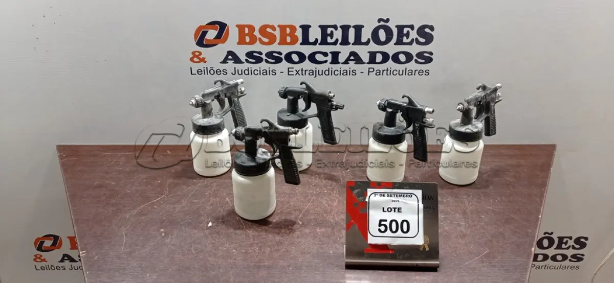LOTE 500 - 05 PISTOLAS DE PINTURA PARA COMPRESSOR AR DIRETO. (NO ESTADO) ATENÇÃO! FAZER A VISITAÇÃO ANTES DE ARREMATAR, NÃO SABEMOS SE FUNCIONA, LEILÃO NÃO TEM GARANTIA E NEM DEVOLUÇÃO, SUJEITO A POSSÍVEIS AVARIAS VISÍVEIS/OCULTAS E/OU AUSÊNCIA DE COMPONENTES.