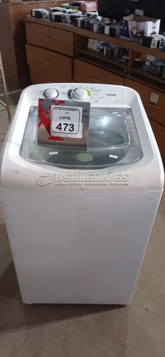 LOTE 473 - 01 MÁQUINA DE LAVAR 8KG 220V MARCA CONSUL. (NO ESTADO) ATENÇÃO! FAZER A VISITAÇÃO ANTES DE ARREMATAR, NÃO SABEMOS SE FUNCIONA, LEILÃO NÃO TEM GARANTIA E NEM DEVOLUÇÃO, SUJEITO A POSSÍVEIS AVARIAS VISÍVEIS/OCULTAS E/OU AUSÊNCIA DE COMPONENTES.