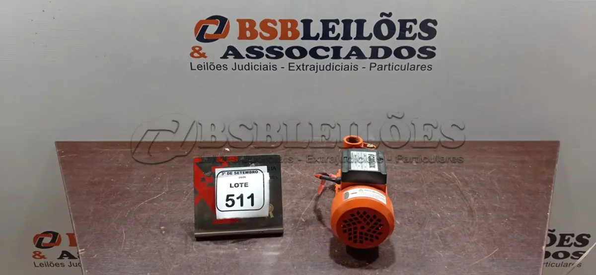 LOTE 511 - 01 BOMBA D’AGUA 220V 60HZ POTÊNCIA DE 1/2CV 370 WATTS. (NO ESTADO) ATENÇÃO! FAZER A VISITAÇÃO ANTES DE ARREMATAR, NÃO SABEMOS SE FUNCIONA, LEILÃO NÃO TEM GARANTIA E NEM DEVOLUÇÃO, SUJEITO A POSSÍVEIS AVARIAS VISÍVEIS/OCULTAS E/OU AUSÊNCIA DE COMPONENTES.