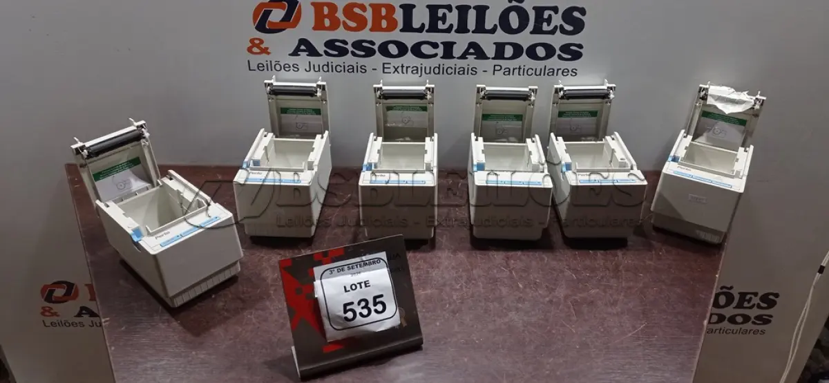 LOTE 535 - 06 IMPRESSORAS DE CUPOM MARCA PERTO. (NO ESTADO) ATENÇÃO! FAZER A VISITAÇÃO ANTES DE ARREMATAR, NÃO SABEMOS SE FUNCIONA, LEILÃO NÃO TEM GARANTIA E NEM DEVOLUÇÃO, SUJEITO A POSSÍVEIS AVARIAS VISÍVEIS/OCULTAS E/OU AUSÊNCIA DE COMPONENTES.