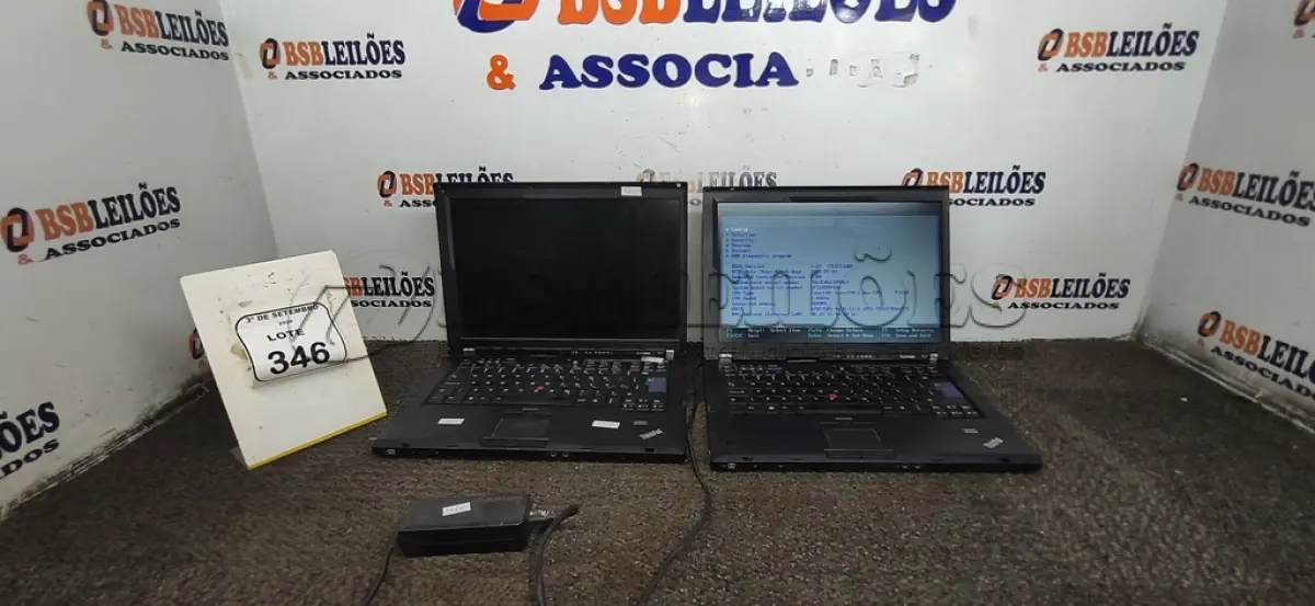 LOTE 346 - 02 NOTEBOOKS SÉRIE THINKPAD MARCA LENOVO COM 01 CARREGADOR. (NO ESTADO) ATENÇÃO! FAZER A VISITAÇÃO ANTES DE ARREMATAR, NÃO SABEMOS SE FUNCIONA, LEILÃO NÃO TEM GARANTIA E NEM DEVOLUÇÃO, SUJEITO A POSSÍVEIS AVARIAS VISÍVEIS/OCULTAS E/OU AUSÊNCIA DE COMPONENTES.