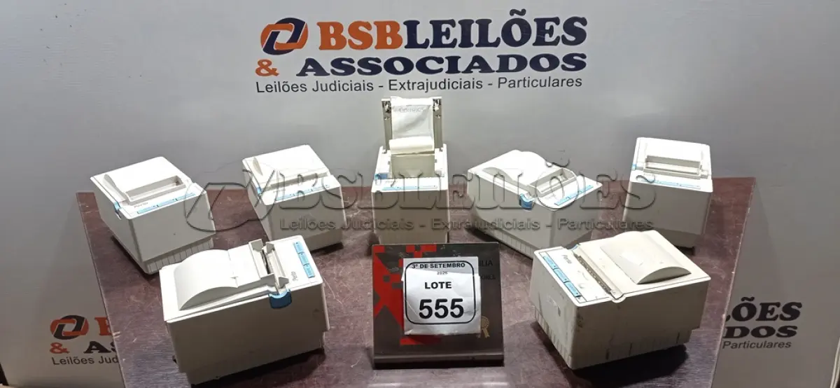 LOTE 555 - 07 IMPRESSORAS DE CUPOM MARCA PERTO. (NO ESTADO) ATENÇÃO! FAZER A VISITAÇÃO ANTES DE ARREMATAR, NÃO SABEMOS SE FUNCIONA, LEILÃO NÃO TEM GARANTIA E NEM DEVOLUÇÃO, SUJEITO A POSSÍVEIS AVARIAS VISÍVEIS/OCULTAS E/OU AUSÊNCIA DE COMPONENTES.