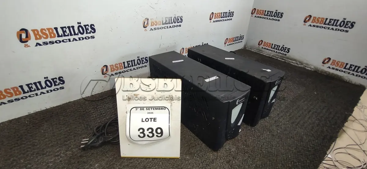 LOTE 339 - 02 NOBREAKS MARCA COLETEK. (NO ESTADO) ATENÇÃO! FAZER A VISITAÇÃO ANTES DE ARREMATAR, NÃO SABEMOS SE FUNCIONA, LEILÃO NÃO TEM GARANTIA E NEM DEVOLUÇÃO, SUJEITO A POSSÍVEIS AVARIAS VISÍVEIS/OCULTAS E/OU AUSÊNCIA DE COMPONENTES.