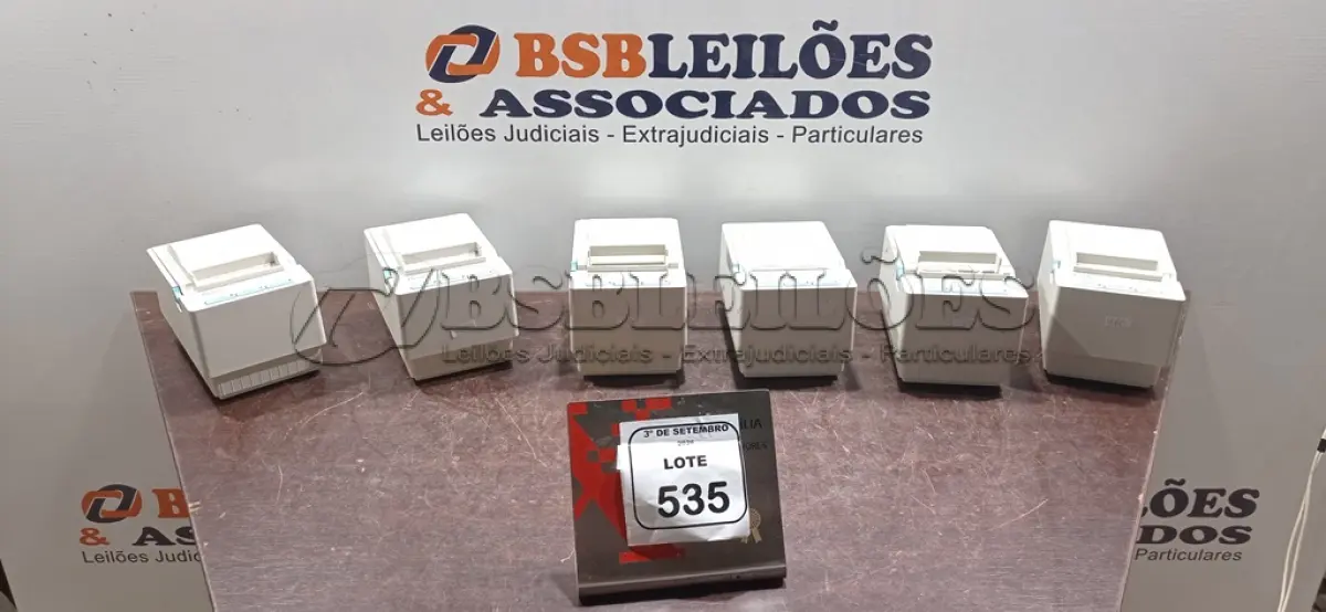 LOTE 535 - 06 IMPRESSORAS DE CUPOM MARCA PERTO. (NO ESTADO) ATENÇÃO! FAZER A VISITAÇÃO ANTES DE ARREMATAR, NÃO SABEMOS SE FUNCIONA, LEILÃO NÃO TEM GARANTIA E NEM DEVOLUÇÃO, SUJEITO A POSSÍVEIS AVARIAS VISÍVEIS/OCULTAS E/OU AUSÊNCIA DE COMPONENTES.