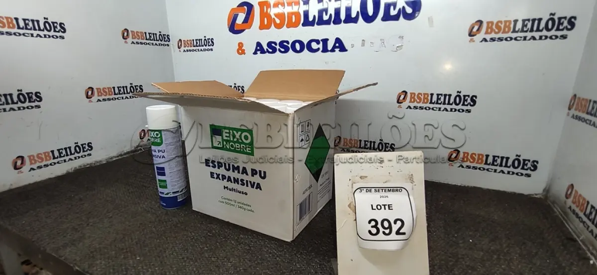 LOTE 392 - 12 UNIDADES DE ESPUMA PU EXPANSIVA DE 500ML CADA MARCA EIXO NOBRE. (NO ESTADO) ATENÇÃO! FAZER A VISITAÇÃO ANTES DE ARREMATAR, NÃO SABEMOS SE FUNCIONA, LEILÃO NÃO TEM GARANTIA E NEM DEVOLUÇÃO, SUJEITO A POSSÍVEIS AVARIAS VISÍVEIS/OCULTAS E/OU AUSÊNCIA DE COMPONENTES.