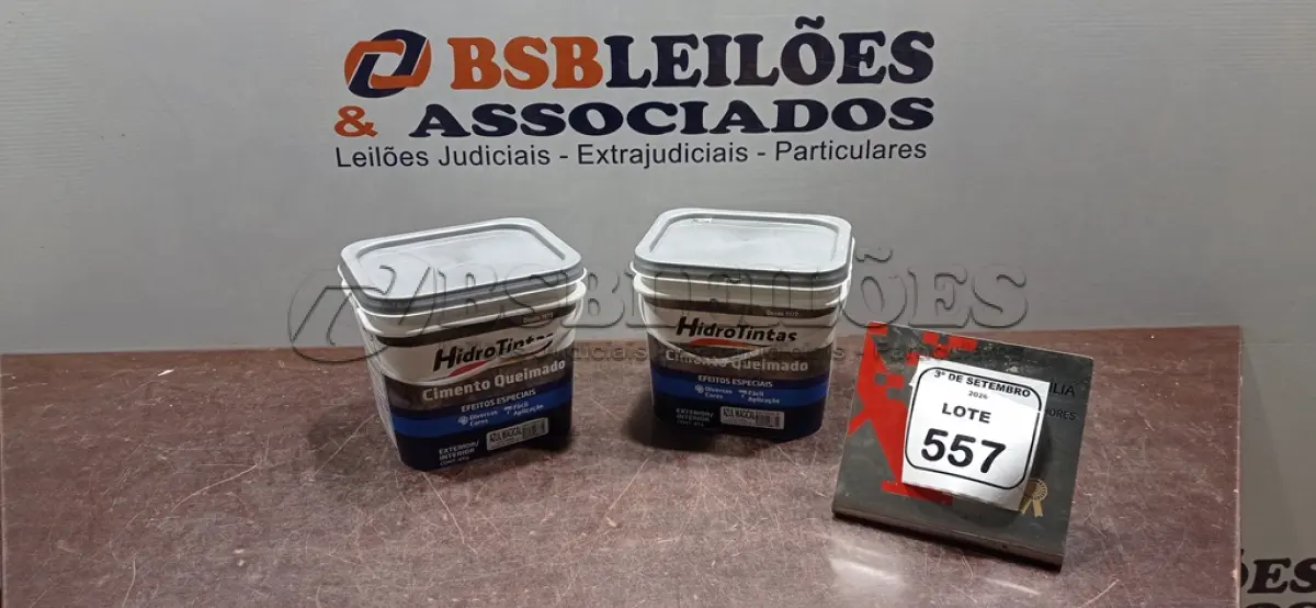 LOTE 557 - 02 BALDES DE CIMENTO QUEIMADO DE 4KG CADA COR AZUL MAGICAL MARCA HIDRO TINTAS. (NO ESTADO) ATENÇÃO! FAZER A VISITAÇÃO ANTES DE ARREMATAR, NÃO SABEMOS SE FUNCIONA, LEILÃO NÃO TEM GARANTIA E NEM DEVOLUÇÃO, SUJEITO A POSSÍVEIS AVARIAS VISÍVEIS/OCULTAS E/OU AUSÊNCIA DE COMPONENTES.