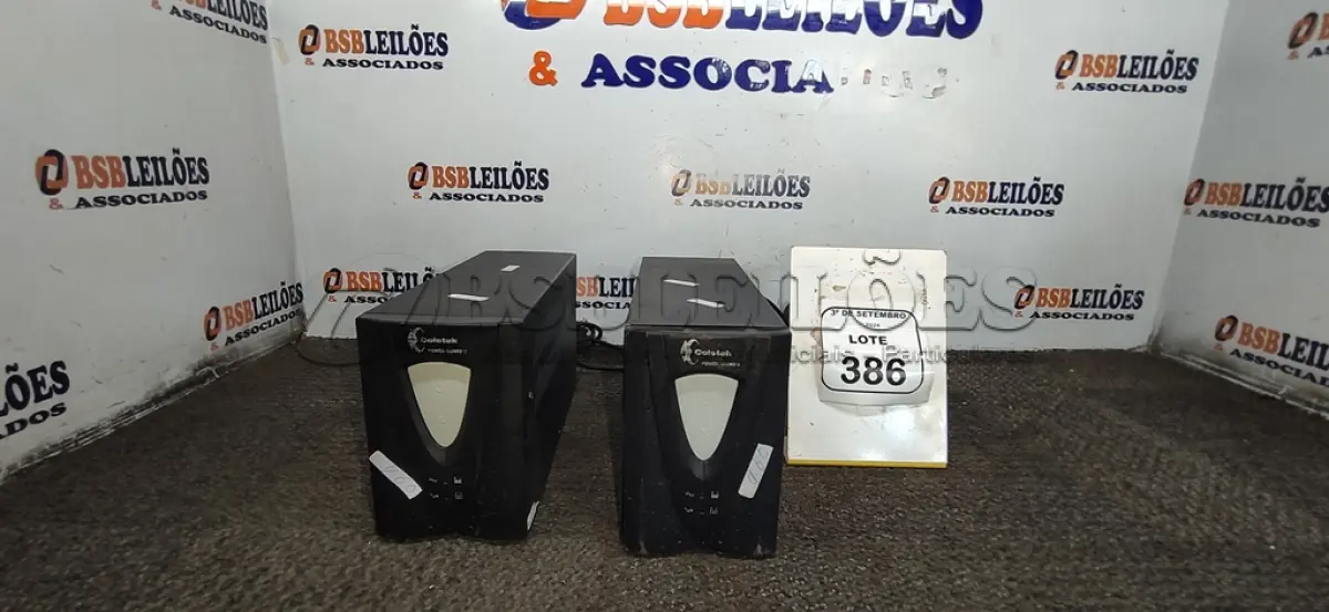 LOTE 386 - 02 NOBREAKS MARCA COLETEK. (NO ESTADO) ATENÇÃO! FAZER A VISITAÇÃO ANTES DE ARREMATAR, NÃO SABEMOS SE FUNCIONA, LEILÃO NÃO TEM GARANTIA E NEM DEVOLUÇÃO, SUJEITO A POSSÍVEIS AVARIAS VISÍVEIS/OCULTAS E/OU AUSÊNCIA DE COMPONENTES.