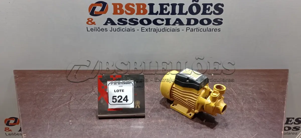 LOTE 524 - 01 BOMBA PERIFÉRICA ½ CV 60HZ MARCA FERTAK. (NO ESTADO) ATENÇÃO! FAZER A VISITAÇÃO ANTES DE ARREMATAR, NÃO SABEMOS SE FUNCIONA, LEILÃO NÃO TEM GARANTIA E NEM DEVOLUÇÃO, SUJEITO A POSSÍVEIS AVARIAS VISÍVEIS/OCULTAS E/OU AUSÊNCIA DE COMPONENTES.