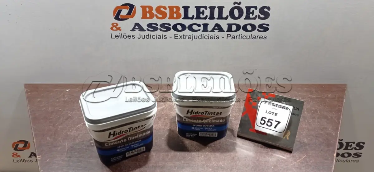 LOTE 557 - 02 BALDES DE CIMENTO QUEIMADO DE 4KG CADA COR AZUL MAGICAL MARCA HIDRO TINTAS. (NO ESTADO) ATENÇÃO! FAZER A VISITAÇÃO ANTES DE ARREMATAR, NÃO SABEMOS SE FUNCIONA, LEILÃO NÃO TEM GARANTIA E NEM DEVOLUÇÃO, SUJEITO A POSSÍVEIS AVARIAS VISÍVEIS/OCULTAS E/OU AUSÊNCIA DE COMPONENTES.