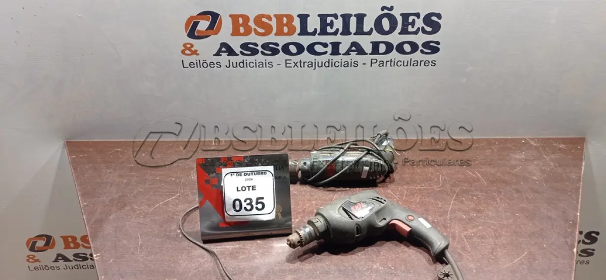 LOTE 035 - 02 FURADEIRAS. (NO ESTADO) ATENÇÃO! FAZER A VISITAÇÃO ANTES DE ARREMATAR, NÃO SABEMOS SE FUNCIONA, LEILÃO NÃO TEM GARANTIA E NEM DEVOLUÇÃO, SUJEITO A POSSÍVEIS AVARIAS VISÍVEIS/OCULTAS E/OU AUSÊNCIA DE COMPONENTES.