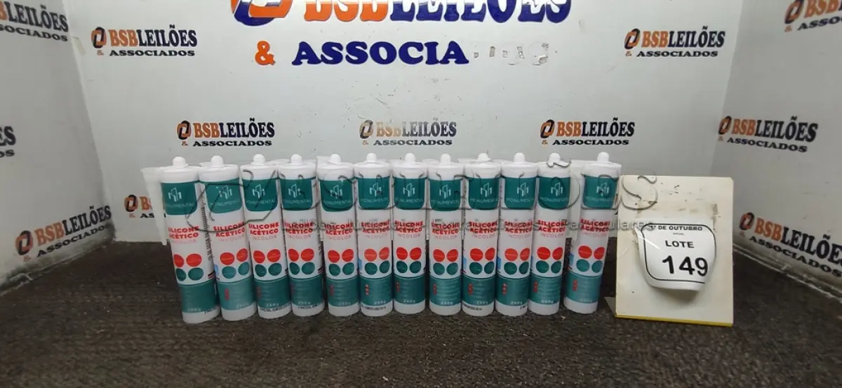LOTE 149 - 12 SILICONES ACÉTICO INCOLOR DE 240G CADA MARCA MONUMENTAL. (NO ESTADO) ATENÇÃO! FAZER A VISITAÇÃO ANTES DE ARREMATAR, NÃO SABEMOS SE FUNCIONA, LEILÃO NÃO TEM GARANTIA E NEM DEVOLUÇÃO, SUJEITO A POSSÍVEIS AVARIAS VISÍVEIS/OCULTAS E/OU AUSÊNCIA DE COMPONENTES.