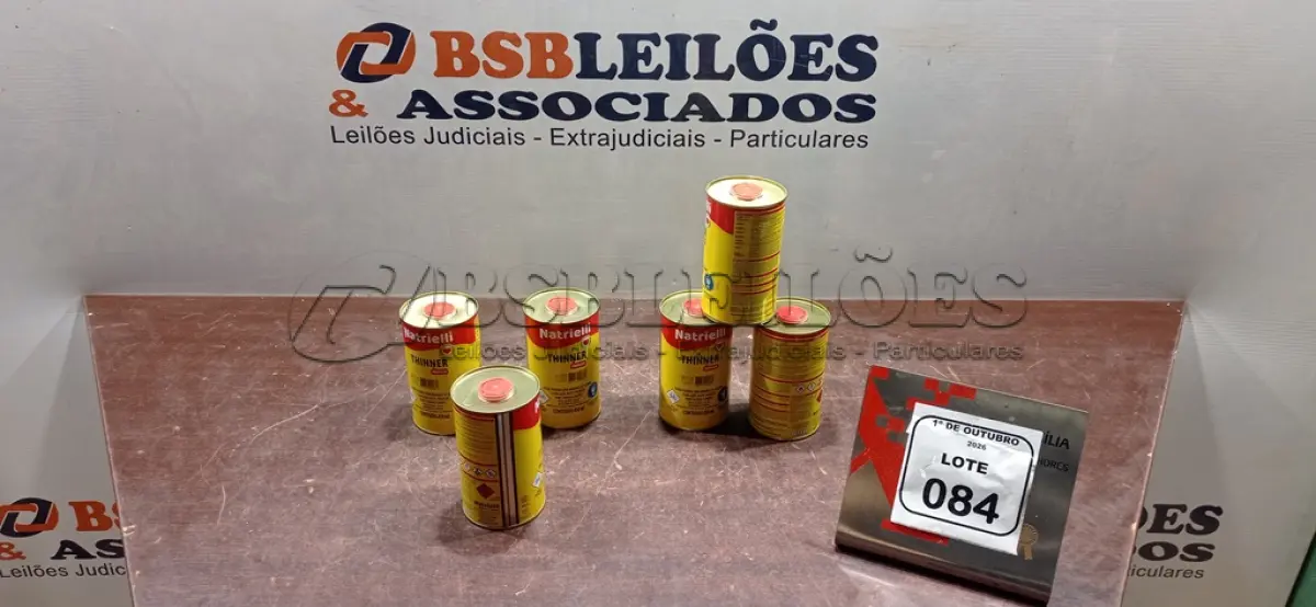 LOTE 084 - 06 LATAS DE THINNER PREMIUM DE 450ML CADA MARCA NATRIELLI. (NO ESTADO) ATENÇÃO! FAZER A VISITAÇÃO ANTES DE ARREMATAR, NÃO SABEMOS SE FUNCIONA, LEILÃO NÃO TEM GARANTIA E NEM DEVOLUÇÃO, SUJEITO A POSSÍVEIS AVARIAS VISÍVEIS/OCULTAS E/OU AUSÊNCIA DE COMPONENTES.