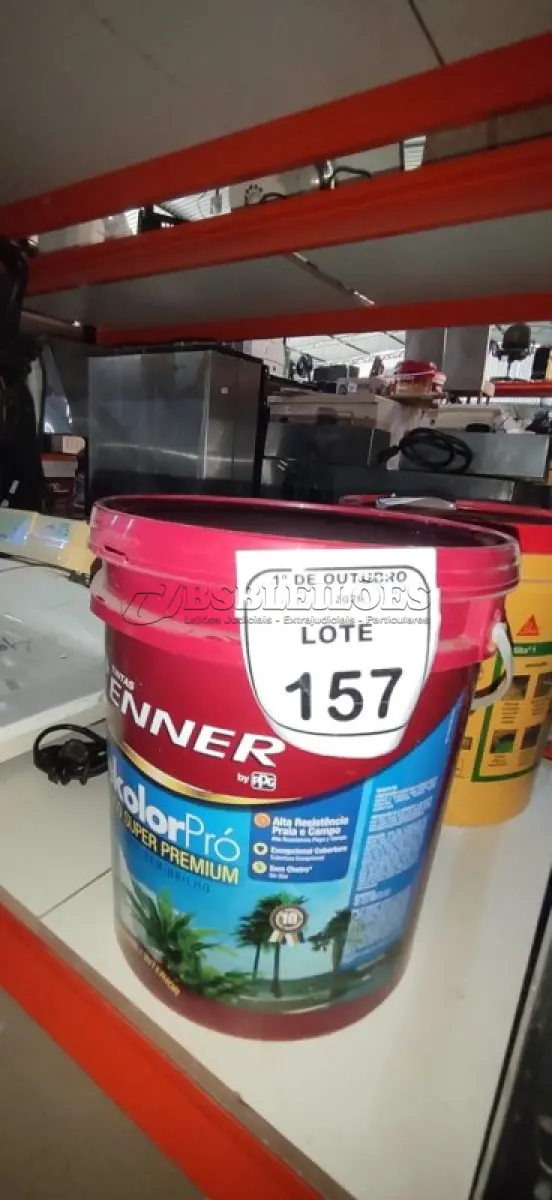 LOTE 157 - 01 BALDE DE TINTA ACRÍLICA SUPER PREMIUM 16L NA COR BASE INTENSA SEMIBRILHO MARCA RENNER.  (NO ESTADO) ATENÇÃO! FAZER A VISITAÇÃO ANTES DE ARREMATAR, NÃO SABEMOS SE FUNCIONA, LEILÃO NÃO TEM GARANTIA E NEM DEVOLUÇÃO, SUJEITO A POSSÍVEIS AVARIAS VISÍVEIS/OCULTAS E/OU AUSÊNCIA DE COMPONENTES.