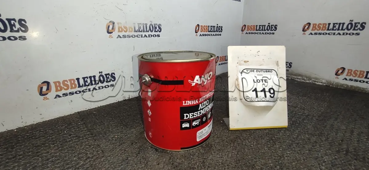 LOTE 119 - 01 LATA DE EMBORRACHAMENTO PRETO LINHA AUTOMOTIVA DE 3,6L NA COR ANJO TINTAS. (NO ESTADO) ATENÇÃO! FAZER A VISITAÇÃO ANTES DE ARREMATAR, NÃO SABEMOS SE FUNCIONA, LEILÃO NÃO TEM GARANTIA E NEM DEVOLUÇÃO, SUJEITO A POSSÍVEIS AVARIAS VISÍVEIS/OCULTAS E/OU AUSÊNCIA DE COMPONENTES.