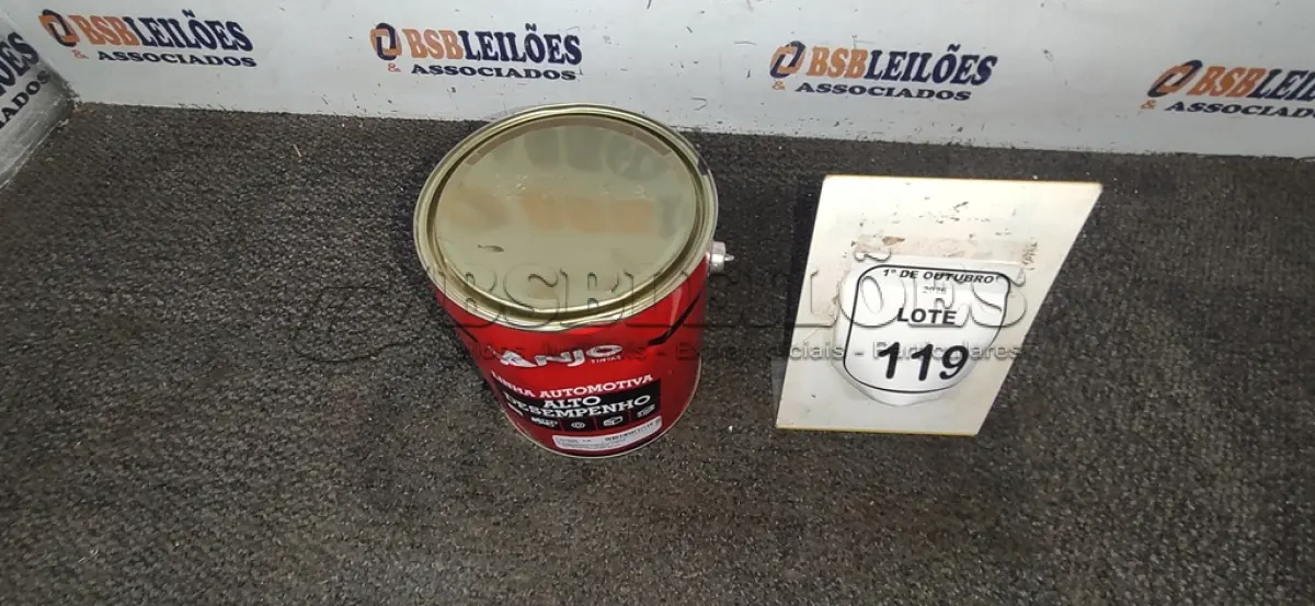 LOTE 119 - 01 LATA DE EMBORRACHAMENTO PRETO LINHA AUTOMOTIVA DE 3,6L NA COR ANJO TINTAS. (NO ESTADO) ATENÇÃO! FAZER A VISITAÇÃO ANTES DE ARREMATAR, NÃO SABEMOS SE FUNCIONA, LEILÃO NÃO TEM GARANTIA E NEM DEVOLUÇÃO, SUJEITO A POSSÍVEIS AVARIAS VISÍVEIS/OCULTAS E/OU AUSÊNCIA DE COMPONENTES.