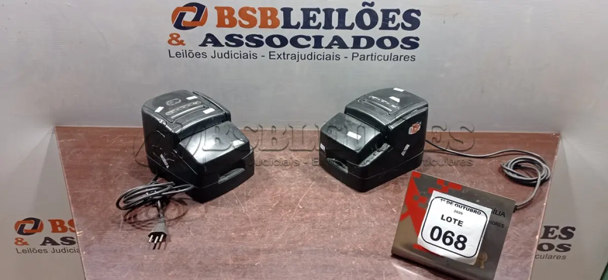 LOTE 068 - 02 IMPRESSORAS TÉRMICAS. (NO ESTADO) ATENÇÃO! FAZER A VISITAÇÃO ANTES DE ARREMATAR, NÃO SABEMOS SE FUNCIONA, LEILÃO NÃO TEM GARANTIA E NEM DEVOLUÇÃO, SUJEITO A POSSÍVEIS AVARIAS VISÍVEIS/OCULTAS E/OU AUSÊNCIA DE COMPONENTES.