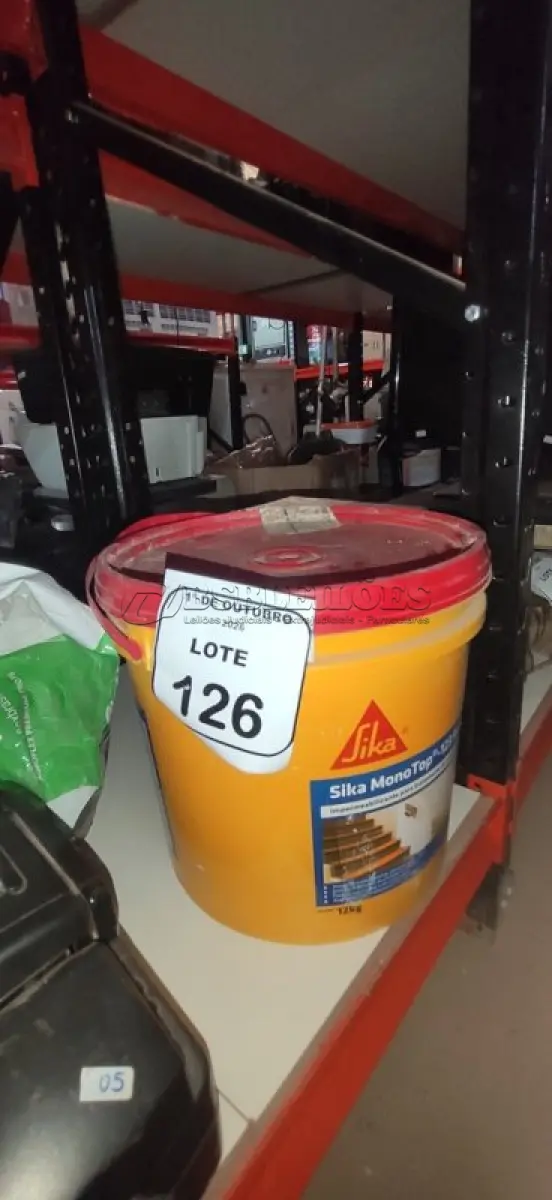 LOTE 126 - 01 BALDE DE IMPERMEABILIZANTE PARA TRATAMENTO DE UMIDADE ASCENDENTE 12KG MARCA SIKA. (NO ESTADO) ATENÇÃO! FAZER A VISITAÇÃO ANTES DE ARREMATAR, NÃO SABEMOS SE FUNCIONA, LEILÃO NÃO TEM GARANTIA E NEM DEVOLUÇÃO, SUJEITO A POSSÍVEIS AVARIAS VISÍVEIS/OCULTAS E/OU AUSÊNCIA DE COMPONENTES.