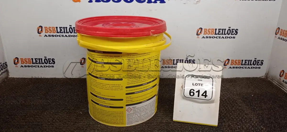 LOTE 614 - 01 BALDE DE ADITIVO PARA ARGAMASSA DE 18L TECPLUS 1 MARCA QUARTZOLIT. (NO ESTADO) ATENÇÃO! FAZER A VISITAÇÃO ANTES DE ARREMATAR, NÃO SABEMOS SE FUNCIONA, LEILÃO NÃO TEM GARANTIA E NEM DEVOLUÇÃO, SUJEITO A POSSÍVEIS AVARIAS VISÍVEIS/OCULTAS E/OU AUSÊNCIA DE COMPONENTES.