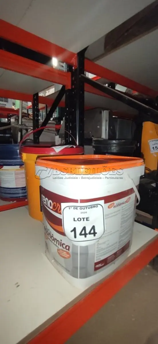 LOTE 144 - 01 BALDE DE TINTA ECONÔMICA DE 16L NA COR BRANCO NEVE MARCA RENOCRIL. (NO ESTADO) ATENÇÃO! FAZER A VISITAÇÃO ANTES DE ARREMATAR, NÃO SABEMOS SE FUNCIONA, LEILÃO NÃO TEM GARANTIA E NEM DEVOLUÇÃO, SUJEITO A POSSÍVEIS AVARIAS VISÍVEIS/OCULTAS E/OU AUSÊNCIA DE COMPONENTES.