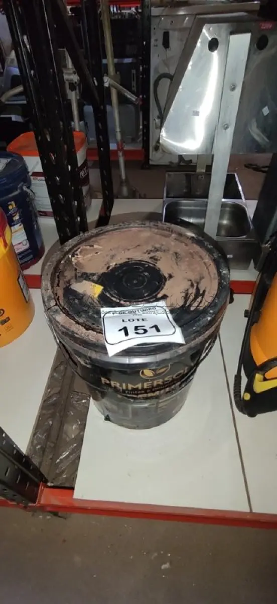 LOTE 151 - 01 BALDE DE ZARCÃO PRIMER DE SECAGEM RÁPIDA MARCA PRIMERSOLV. (NO ESTADO) ATENÇÃO! FAZER A VISITAÇÃO ANTES DE ARREMATAR, NÃO SABEMOS SE FUNCIONA, LEILÃO NÃO TEM GARANTIA E NEM DEVOLUÇÃO, SUJEITO A POSSÍVEIS AVARIAS VISÍVEIS/OCULTAS E/OU AUSÊNCIA DE COMPONENTES.