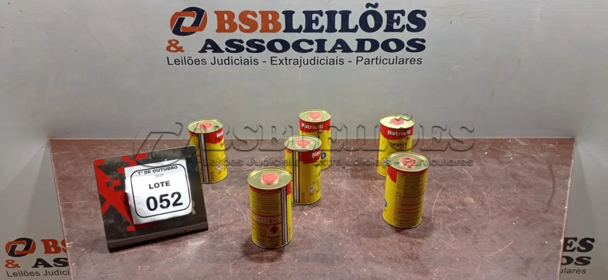 LOTE 052 - 06 LATAS DE THINNER PREMIUM DE 450ML CADA MARCA NATRIELLI. (NO ESTADO) ATENÇÃO! FAZER A VISITAÇÃO ANTES DE ARREMATAR, NÃO SABEMOS SE FUNCIONA, LEILÃO NÃO TEM GARANTIA E NEM DEVOLUÇÃO, SUJEITO A POSSÍVEIS AVARIAS VISÍVEIS/OCULTAS E/OU AUSÊNCIA DE COMPONENTES.