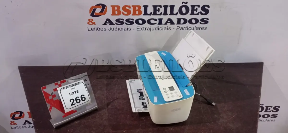 LOTE 266 - 01 IMPRESSORA MODELO DESKJET INK ADV 3776 MARCA HP. (NO ESTADO) ATENÇÃO! FAZER A VISITAÇÃO ANTES DE ARREMATAR, NÃO SABEMOS SE FUNCIONA, LEILÃO NÃO TEM GARANTIA E NEM DEVOLUÇÃO, SUJEITO A POSSÍVEIS AVARIAS VISÍVEIS/OCULTAS E/OU AUSÊNCIA DE COMPONENTES.