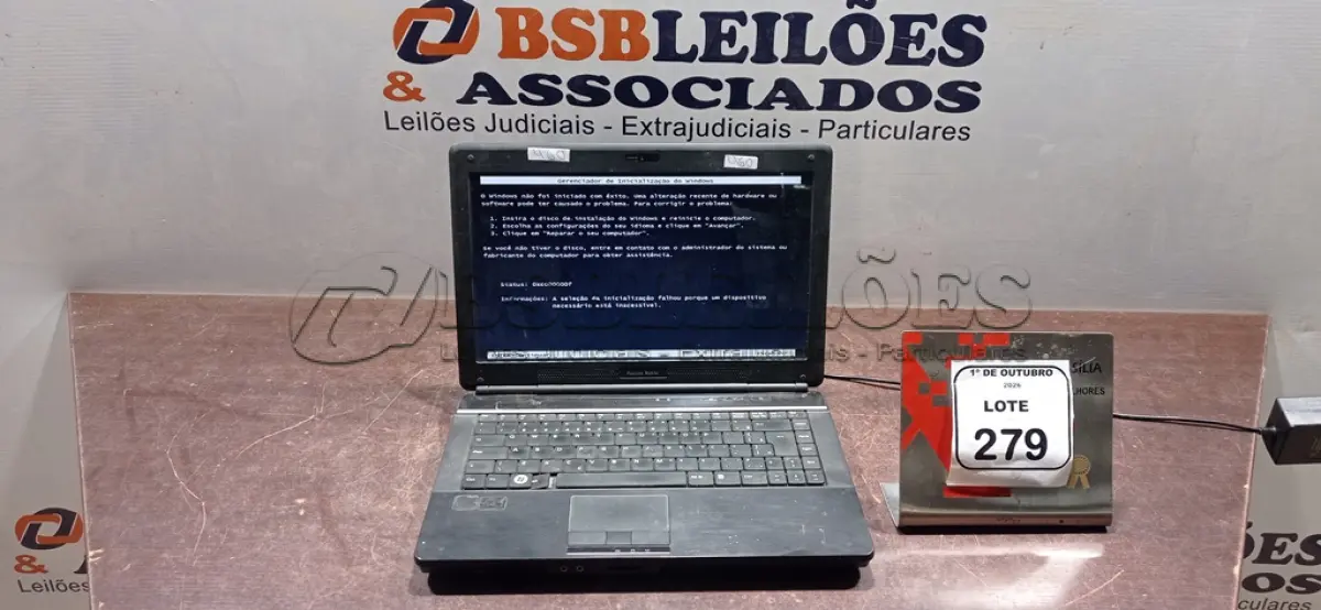 LOTE 279 - 01 NOTEBOOK MARCA POSITIVO SEM FONTE. (NO ESTADO) ATENÇÃO! FAZER A VISITAÇÃO ANTES DE ARREMATAR, NÃO SABEMOS SE FUNCIONA, LEILÃO NÃO TEM GARANTIA E NEM DEVOLUÇÃO, SUJEITO A POSSÍVEIS AVARIAS VISÍVEIS/OCULTAS E/OU AUSÊNCIA DE COMPONENTES.