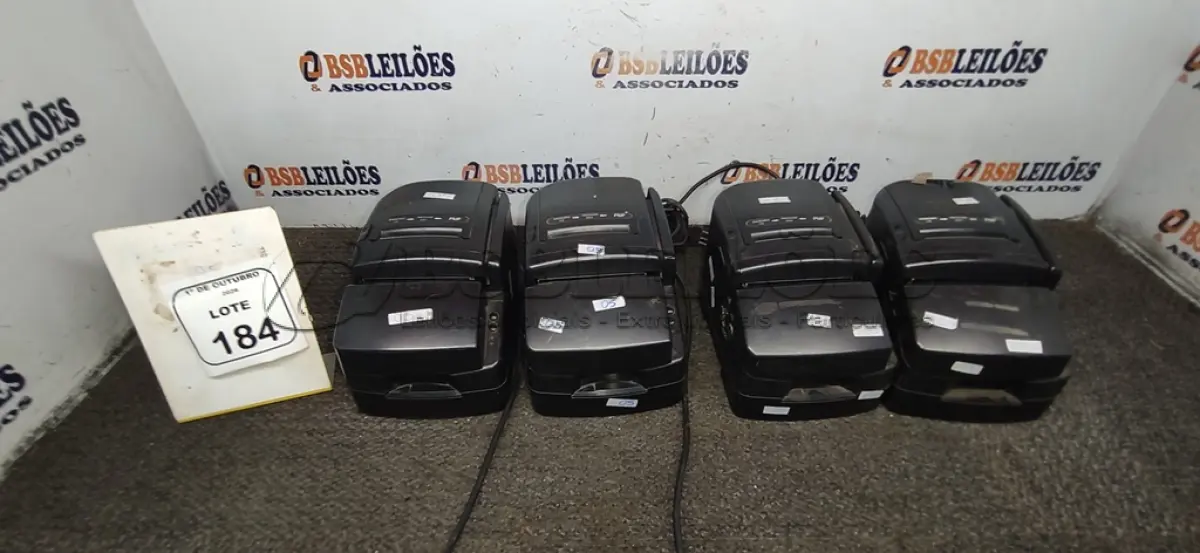 LOTE 184 - 04 IMPRESSORAS TÉRMICAS. (NO ESTADO) ATENÇÃO! FAZER A VISITAÇÃO ANTES DE ARREMATAR, NÃO SABEMOS SE FUNCIONA, LEILÃO NÃO TEM GARANTIA E NEM DEVOLUÇÃO, SUJEITO A POSSÍVEIS AVARIAS VISÍVEIS/OCULTAS E/OU AUSÊNCIA DE COMPONENTES.