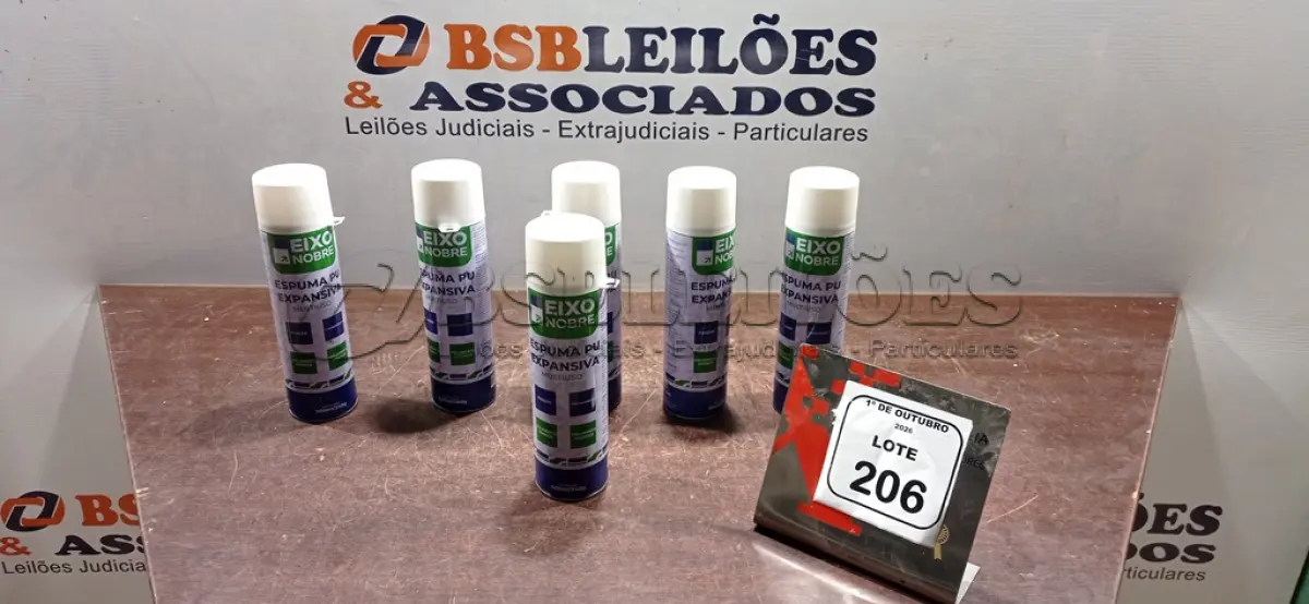 LOTE 206 - 06 UNIDADES DE ESPUMA PU EXPANSIVA DE 500ML CADA MARCA EIXO NOBRE. (NO ESTADO) ATENÇÃO! FAZER A VISITAÇÃO ANTES DE ARREMATAR, NÃO SABEMOS SE FUNCIONA, LEILÃO NÃO TEM GARANTIA E NEM DEVOLUÇÃO, SUJEITO A POSSÍVEIS AVARIAS VISÍVEIS/OCULTAS E/OU AUSÊNCIA DE COMPONENTES.