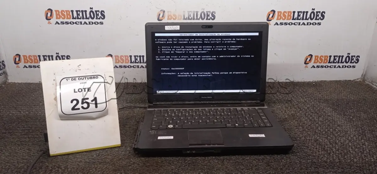 LOTE 251 - 01 NOTEBOOK MARCA POSITIVO SEM FONTE. (NO ESTADO) ATENÇÃO! FAZER A VISITAÇÃO ANTES DE ARREMATAR, NÃO SABEMOS SE FUNCIONA, LEILÃO NÃO TEM GARANTIA E NEM DEVOLUÇÃO, SUJEITO A POSSÍVEIS AVARIAS VISÍVEIS/OCULTAS E/OU AUSÊNCIA DE COMPONENTES.