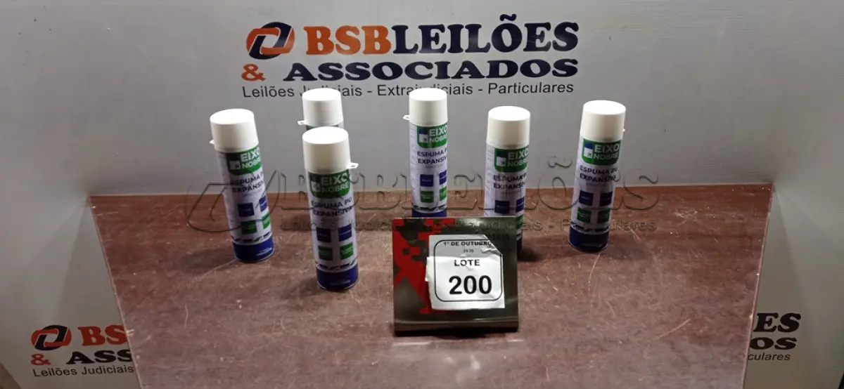 LOTE 200 - 06 UNIDADES DE ESPUMA PU EXPANSIVA DE 500ML CADA MARCA EIXO NOBRE. (NO ESTADO) ATENÇÃO! FAZER A VISITAÇÃO ANTES DE ARREMATAR, NÃO SABEMOS SE FUNCIONA, LEILÃO NÃO TEM GARANTIA E NEM DEVOLUÇÃO, SUJEITO A POSSÍVEIS AVARIAS VISÍVEIS/OCULTAS E/OU AUSÊNCIA DE COMPONENTES.