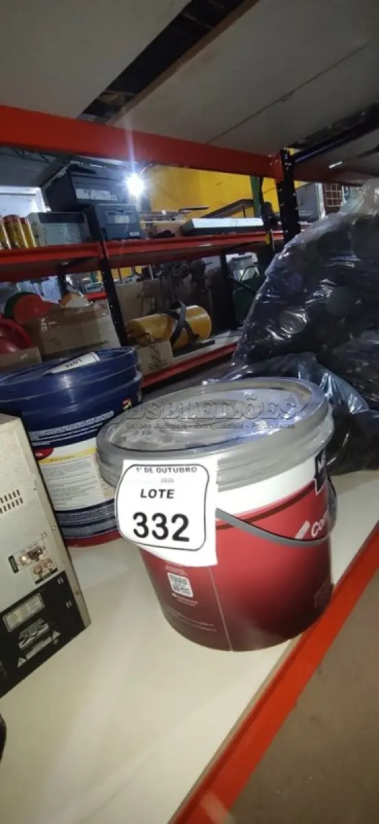 LOTE 332 - 01 BALDE DE TINTA PVA NA COR BRANCA DE 14L MARCA MISTERLAR. (NO ESTADO) ATENÇÃO! FAZER A VISITAÇÃO ANTES DE ARREMATAR, NÃO SABEMOS SE FUNCIONA, LEILÃO NÃO TEM GARANTIA E NEM DEVOLUÇÃO, SUJEITO A POSSÍVEIS AVARIAS VISÍVEIS/OCULTAS E/OU AUSÊNCIA DE COMPONENTES.