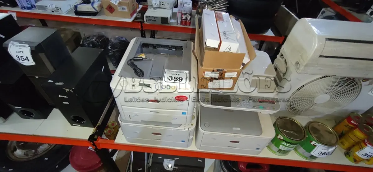 LOTE 359 - 03 IMPRESSORAS E 05 CARTUCHOS DE MARCAS E MODELOS DIVERSOS. (NO ESTADO) ATENÇÃO! FAZER A VISITAÇÃO ANTES DE ARREMATAR, NÃO SABEMOS SE FUNCIONA, LEILÃO NÃO TEM GARANTIA E NEM DEVOLUÇÃO, SUJEITO A POSSÍVEIS AVARIAS VISÍVEIS/OCULTAS E/OU AUSÊNCIA DE COMPONENTES.