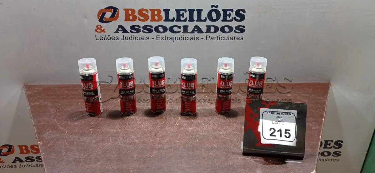 LOTE 215 - 06 LATAS DE DESENGRIPANTE LUBRIFICANTE DE USO GERAL DE 300ML CADA MARCA UNIPEGA. (NO ESTADO) ATENÇÃO! FAZER A VISITAÇÃO ANTES DE ARREMATAR, NÃO SABEMOS SE FUNCIONA, LEILÃO NÃO TEM GARANTIA E NEM DEVOLUÇÃO, SUJEITO A POSSÍVEIS AVARIAS VISÍVEIS/OCULTAS E/OU AUSÊNCIA DE COMPONENTES.