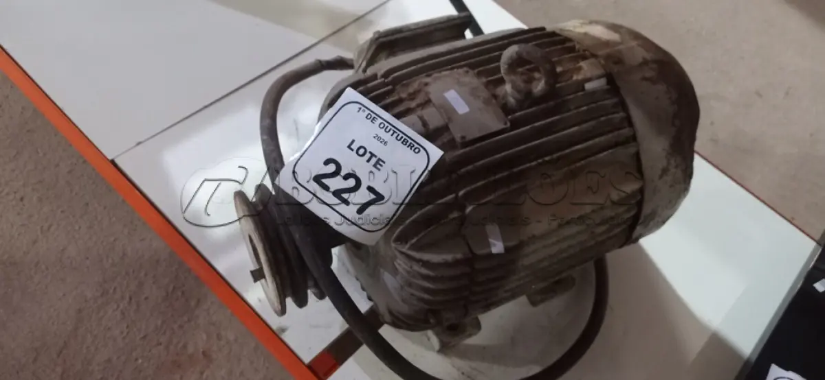 LOTE 227 - 01 MOTOR ELÉTRICO TRIFÁSICO. (NO ESTADO) ATENÇÃO! FAZER A VISITAÇÃO ANTES DE ARREMATAR, NÃO SABEMOS SE FUNCIONA, LEILÃO NÃO TEM GARANTIA E NEM DEVOLUÇÃO, SUJEITO A POSSÍVEIS AVARIAS VISÍVEIS/OCULTAS E/OU AUSÊNCIA DE COMPONENTES.