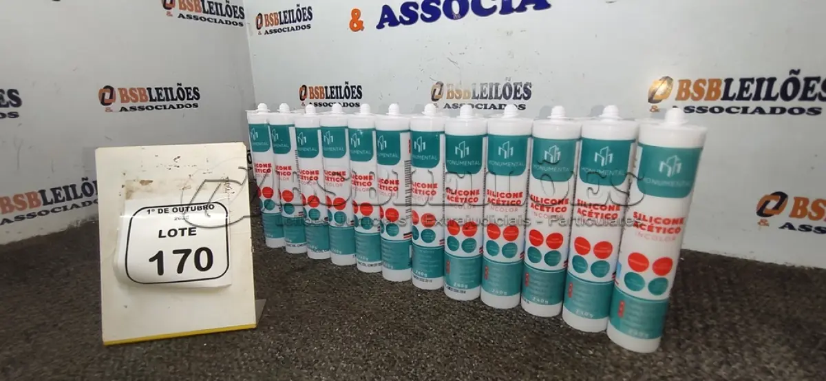 LOTE 170 - 12 SILICONES ACÉTICO INCOLOR DE 240G CADA MARCA MONUMENTAL. (NO ESTADO) ATENÇÃO! FAZER A VISITAÇÃO ANTES DE ARREMATAR, NÃO SABEMOS SE FUNCIONA, LEILÃO NÃO TEM GARANTIA E NEM DEVOLUÇÃO, SUJEITO A POSSÍVEIS AVARIAS VISÍVEIS/OCULTAS E/OU AUSÊNCIA DE COMPONENTES.