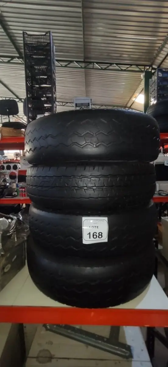LOTE 168 - 04 PNEUS 225/75 16 USADOS. (NO ESTADO) ATENÇÃO! FAZER A VISITAÇÃO ANTES DE ARREMATAR, NÃO SABEMOS SE FUNCIONA, LEILÃO NÃO TEM GARANTIA E NEM DEVOLUÇÃO, SUJEITO A POSSÍVEIS AVARIAS VISÍVEIS/OCULTAS E/OU AUSÊNCIA DE COMPONENTES.