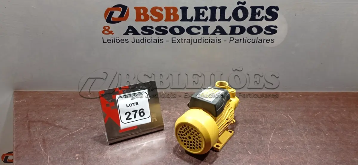 LOTE 276 - 01 BOMBA PERIFÉRICA ½ CV 60HZ MARCA FERTAK. (NO ESTADO) ATENÇÃO! FAZER A VISITAÇÃO ANTES DE ARREMATAR, NÃO SABEMOS SE FUNCIONA, LEILÃO NÃO TEM GARANTIA E NEM DEVOLUÇÃO, SUJEITO A POSSÍVEIS AVARIAS VISÍVEIS/OCULTAS E/OU AUSÊNCIA DE COMPONENTES.