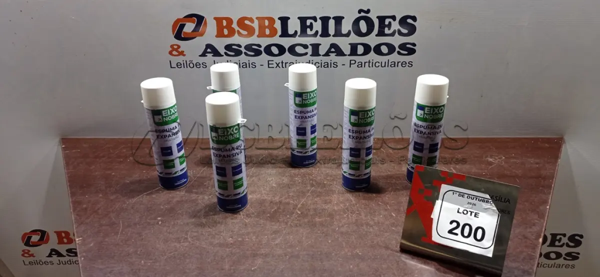 LOTE 200 - 06 UNIDADES DE ESPUMA PU EXPANSIVA DE 500ML CADA MARCA EIXO NOBRE. (NO ESTADO) ATENÇÃO! FAZER A VISITAÇÃO ANTES DE ARREMATAR, NÃO SABEMOS SE FUNCIONA, LEILÃO NÃO TEM GARANTIA E NEM DEVOLUÇÃO, SUJEITO A POSSÍVEIS AVARIAS VISÍVEIS/OCULTAS E/OU AUSÊNCIA DE COMPONENTES.