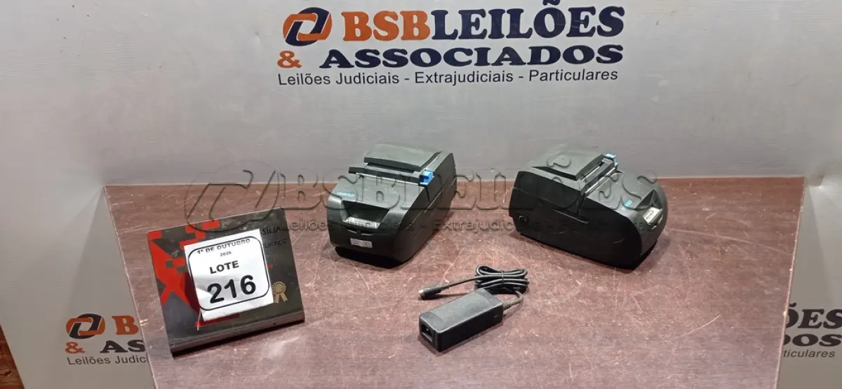 LOTE 216 - 02 IMPRESSORAS TÉRMICAS MARCA DIEBOLD. (NO ESTADO) ATENÇÃO! FAZER A VISITAÇÃO ANTES DE ARREMATAR, NÃO SABEMOS SE FUNCIONA, LEILÃO NÃO TEM GARANTIA E NEM DEVOLUÇÃO, SUJEITO A POSSÍVEIS AVARIAS VISÍVEIS/OCULTAS E/OU AUSÊNCIA DE COMPONENTES.