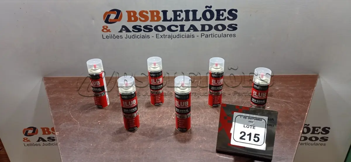 LOTE 215 - 06 LATAS DE DESENGRIPANTE LUBRIFICANTE DE USO GERAL DE 300ML CADA MARCA UNIPEGA. (NO ESTADO) ATENÇÃO! FAZER A VISITAÇÃO ANTES DE ARREMATAR, NÃO SABEMOS SE FUNCIONA, LEILÃO NÃO TEM GARANTIA E NEM DEVOLUÇÃO, SUJEITO A POSSÍVEIS AVARIAS VISÍVEIS/OCULTAS E/OU AUSÊNCIA DE COMPONENTES.