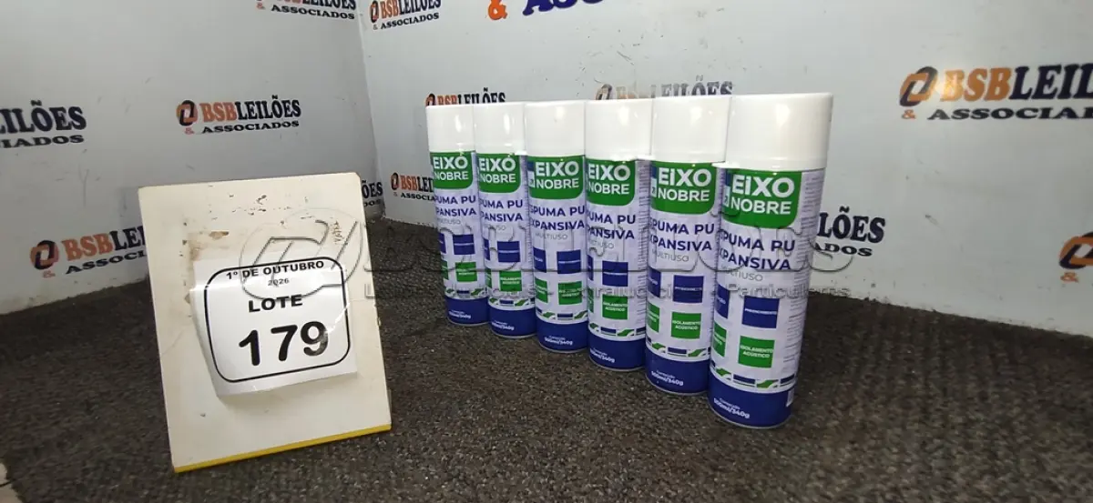 LOTE 179 - 06 UNIDADES DE ESPUMA PU EXPANSIVA DE 500ML CADA MARCA EIXO NOBRE. (NO ESTADO) ATENÇÃO! FAZER A VISITAÇÃO ANTES DE ARREMATAR, NÃO SABEMOS SE FUNCIONA, LEILÃO NÃO TEM GARANTIA E NEM DEVOLUÇÃO, SUJEITO A POSSÍVEIS AVARIAS VISÍVEIS/OCULTAS E/OU AUSÊNCIA DE COMPONENTES.
